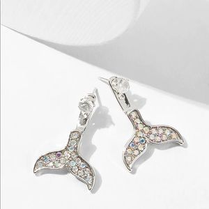 Rhinestone Fishtail Drop Earrings